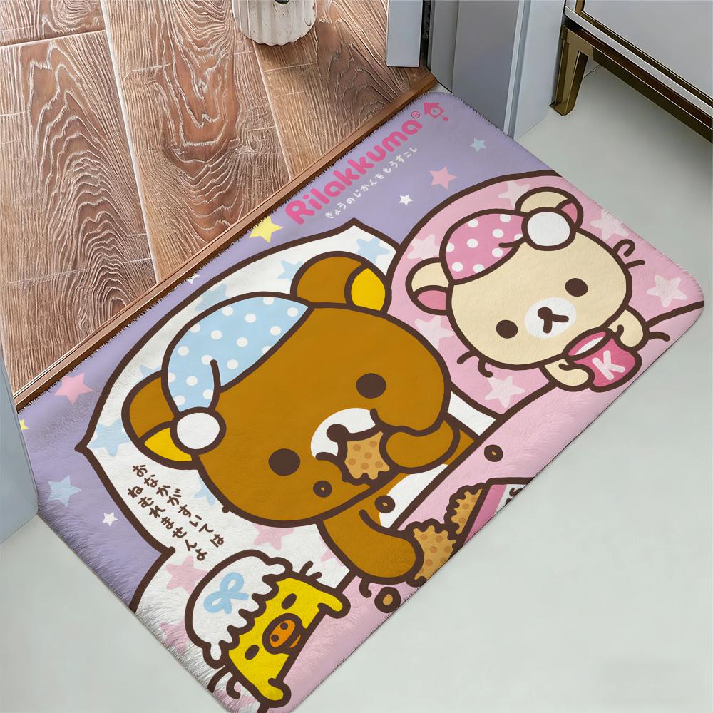 R-Rilakkuma Аниме Напольный Коврик Уютный Фланелевый Мягкий Толстый Нескользящий Коврик Для Гостиной Спальни Кухни Декор Ковры
