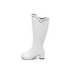 White Pink Women Mid Calf Boots Med Heel Small Big Smal Size 30 50