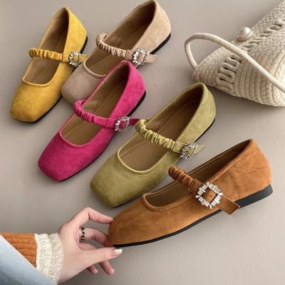 Вечерний бриз нежный мелкий рот балетки Мэри Джейн женские туфли 2025 новое лето с юбкой низкий каблук темперамент одиночные туфли