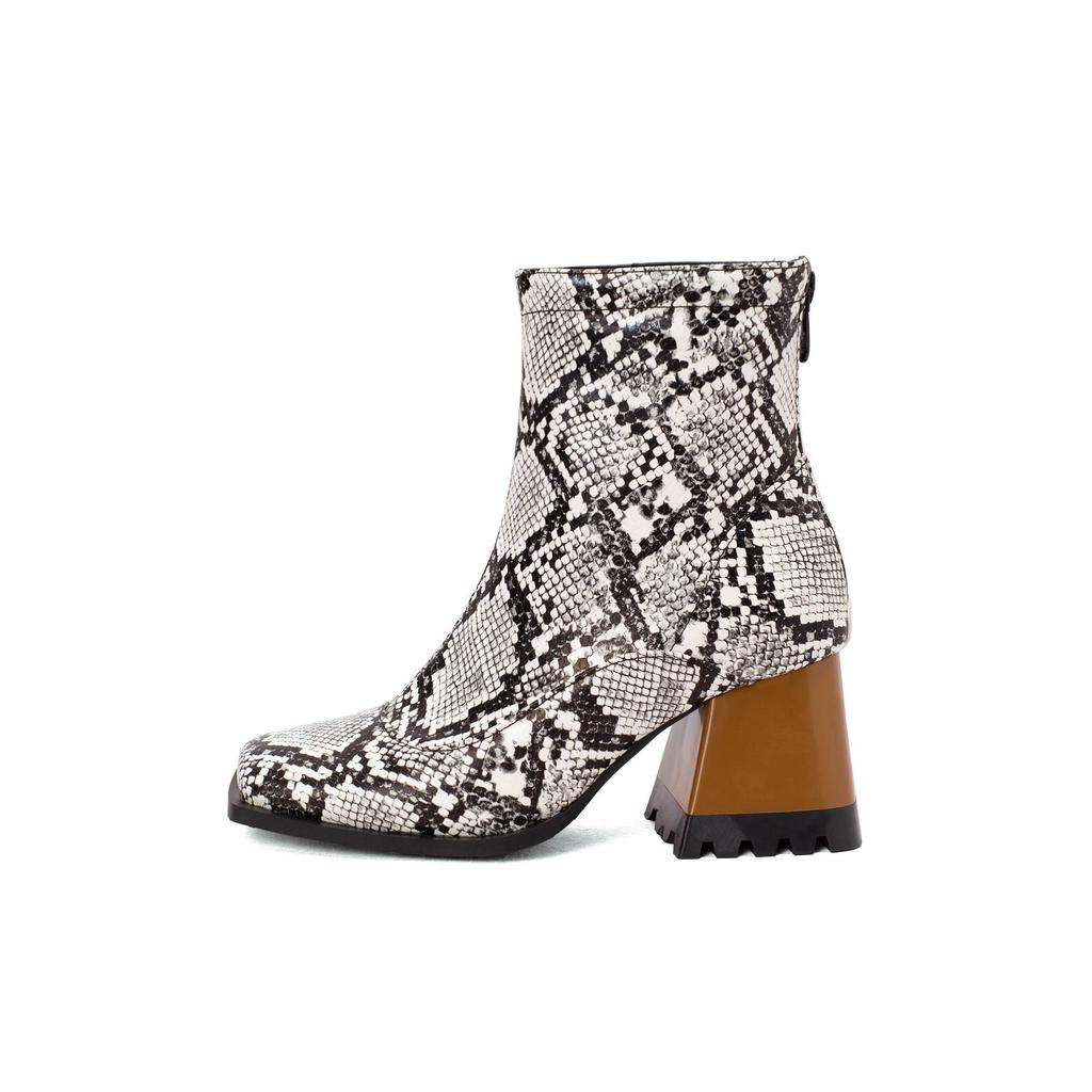 Krazing Pot Полиуретановые осенне-зимние туфли 47 размера 48 Ботинки Челси с каменными металлическими пуговицами и квадратным носком, с молнией, сохраняющие тепло полусапожки