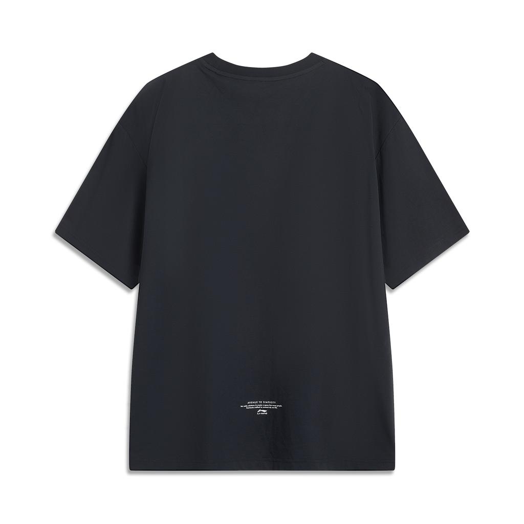 Li Ning Спортивная серия Тренд Буква Круглый вырез Дышащая Универсальная Свободная Футболка с коротким рукавом Унисекс Топы Темно-темно-синий AHSV201-3