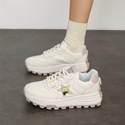 CRLAYDK 2024 Новые женские белые кроссовки на платформе из искусственной кожи для ходьбы, повседневные, милые туфли, увеличение роста, женские на шнуровке, теннисные