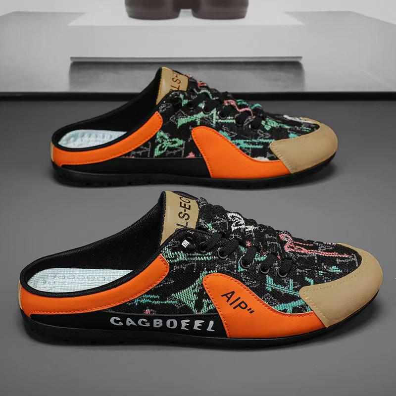 Баотоу полубосоножки мужские тканевые дышащие без каблука уличная повседневная обувь ленивая обувь