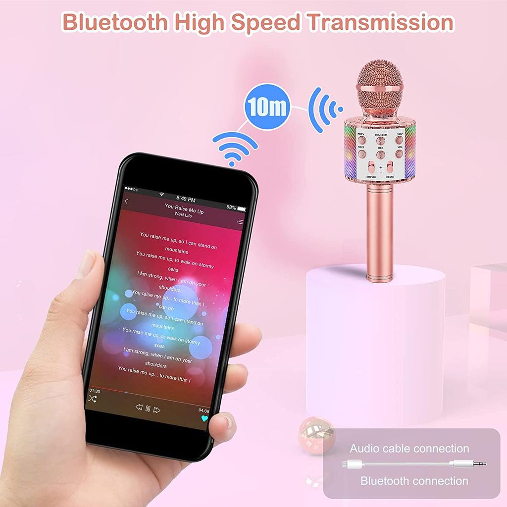 Новый светодиодный 5-цветный беспроводной Bluetooth-микрофон для караоке, аудио домашний КТВ-плеер, детские музыкальные сценические игрушки, запись пения, детский подарок