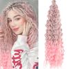 22Inch Afro Long Water Wavy Crochet Braiding Hair Extensions Brazilian Braids Synthetic Pink Black Ginger Hair For Women