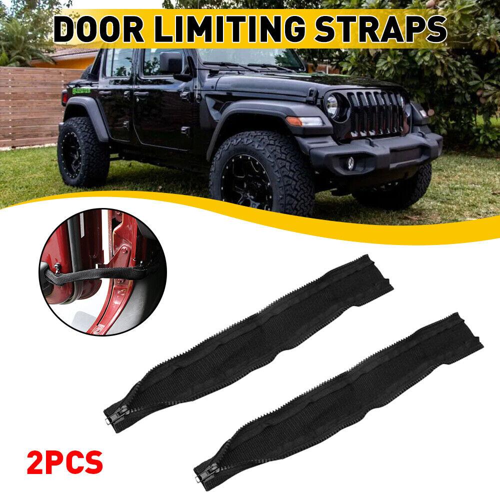 For Jeep Wrangler Jk Jku Jl Jt 2Pcs Black Door Limiting Check Straps With Zipper