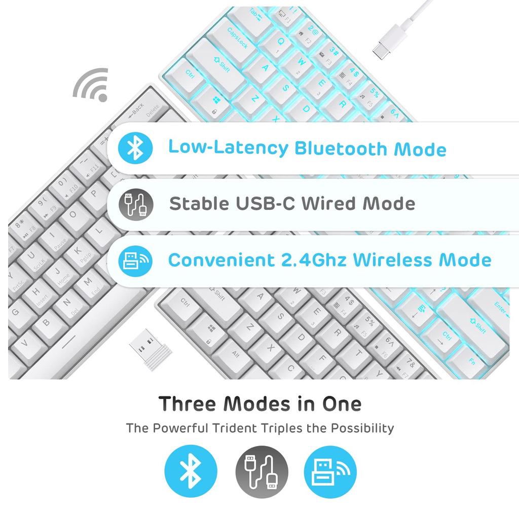 Механическая клавиатура RK ROYAL KLUDGE RK61 Red Axis Bluetooth Wireless USB совместима с Universal для легкого и компактного проводного/беспроводного использования