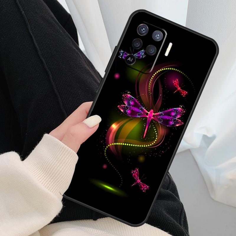 Colorful Dragonfly Case For Oppo A17 A57 A77 A40 A78 A54 A74 A94 A76 A16 A96 A18 A60 A80 A38 A58 A98 A15 A5 Pro