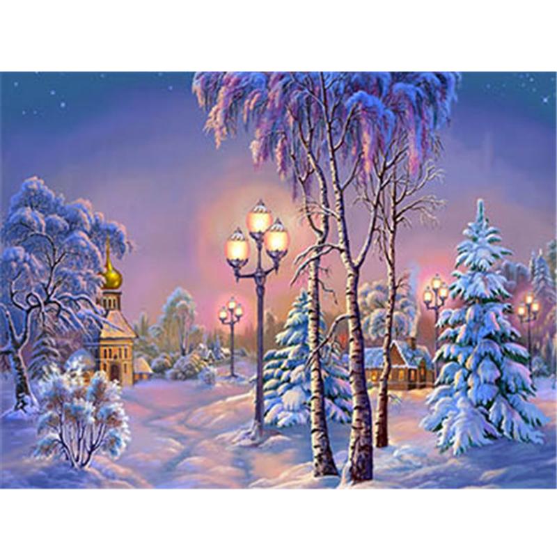 Winter Snow Landscape DIY 5D Diamond Painting Full Round Resin Diamond Embroidery Rhinestones Mosaic Cross Stitch Home Decor