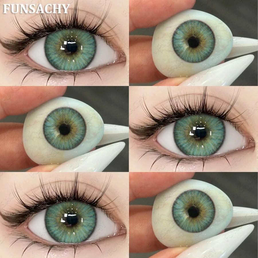 FUNSACHY 1 пара натуральных линз корейского стиля цветные контактные линзы синие линзы коричневые туманные перламутровые цветные линзы высококачественные мягкие линзы