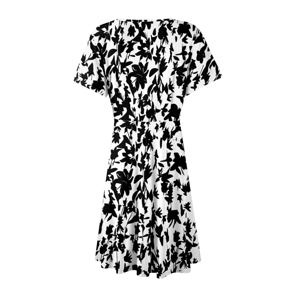 Женское летнее платье свободного покроя для пляжного отдыха с глубоким V-образным вырезом и коротким рукавом, элегантное платье