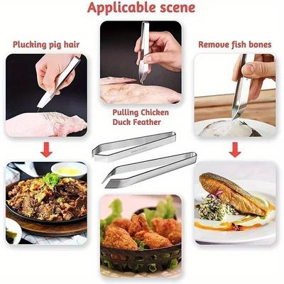 2 шт./компл., пинцет из нержавеющей стали для рыбных костей, клещи, съемник, щипцы для удаления рыбных костей, зажим для выщипывания рыбных костей, кухонные гаджеты, инструменты