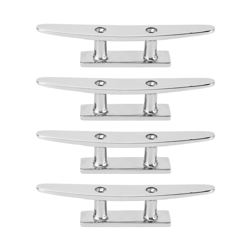 4PCS 5in Boat Cleat 316 Stainless Steel Open Base Dock Cleats High Polished Yacht Dock Mooring Cleat for Speedboat