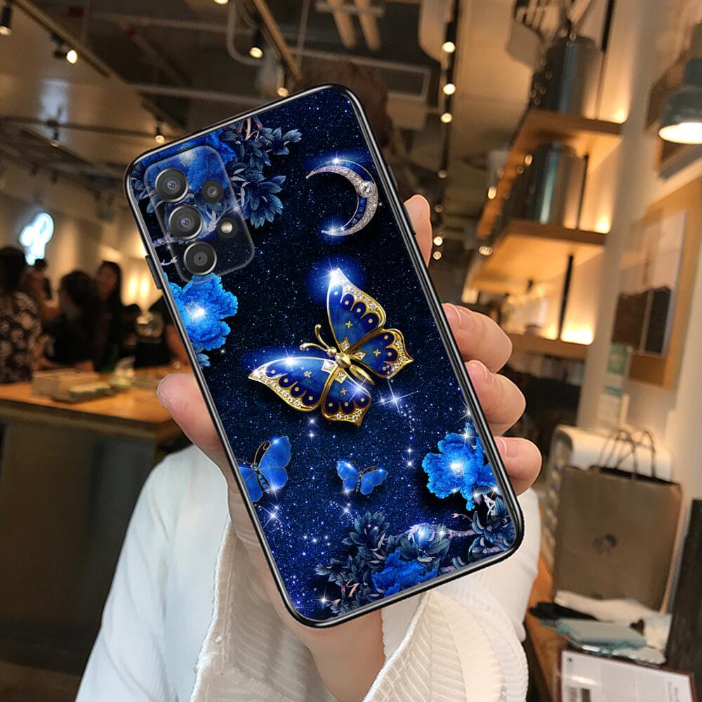 Красивый чехол для телефона с узором бабочки для Samsung Galaxy A70 A50 A51 A71 A52 A40 A30 A31 A90 A20E 5G a20s Black Shell Art