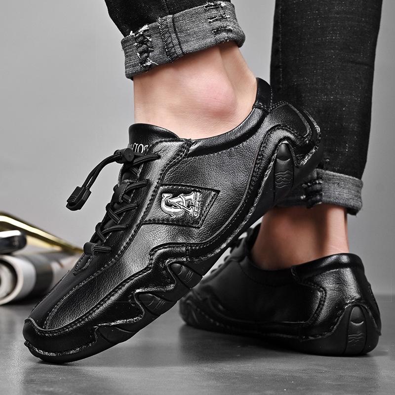 Весенние новые повседневные туфли из натуральной кожи для вождения, дышащие, мужские британские повседневные туфли Octopus Gommino с низким верхом