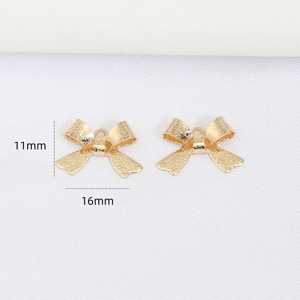 50pcs Color-Preserving 14K Gold-Wrapped Bow Pendant, Matte Butterfly Single Hanging Pendant Diy Handmade Material Bow Tie Connecting Buckle