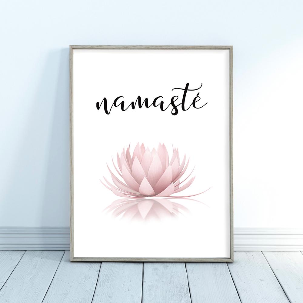 Namaste Lotus Print Zen Yoga Wall Art Canvas Painting Inhale Exhale Modern Minimalist Posters Home Room Decoration Wall Decor