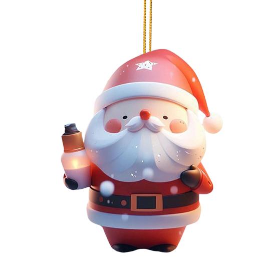 Christmas Santa Claus Ornaments 2D Acrylic Xmas Tree Hanging Decoration for Door Window Wall Tree Party Decor