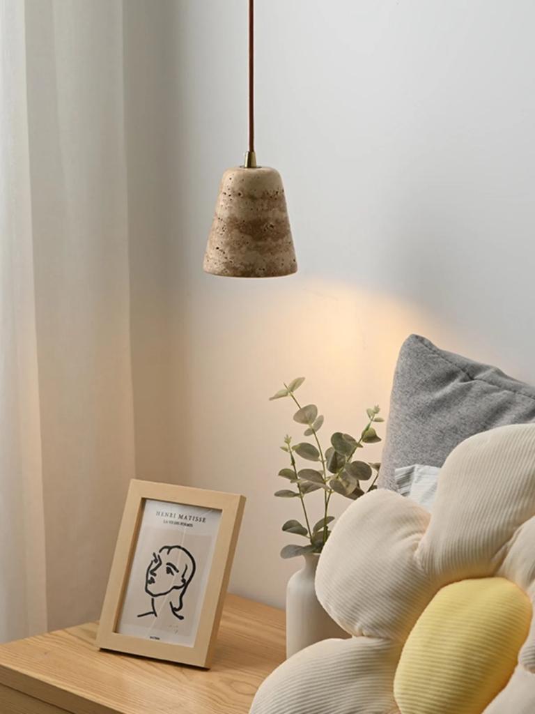 Желтый мраморный подвесной светильник для столовой, японский прикроватный светильник, подвесной светильник из скандинавского травертина для ресторана отеля