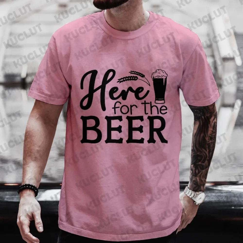 Здесь для The Beer Graphic Graphic Футболки для мужчин Y2k Streetwear Beer DAY Drinking Party Tops Одежда больших размеров Футболки с коротким рукавом