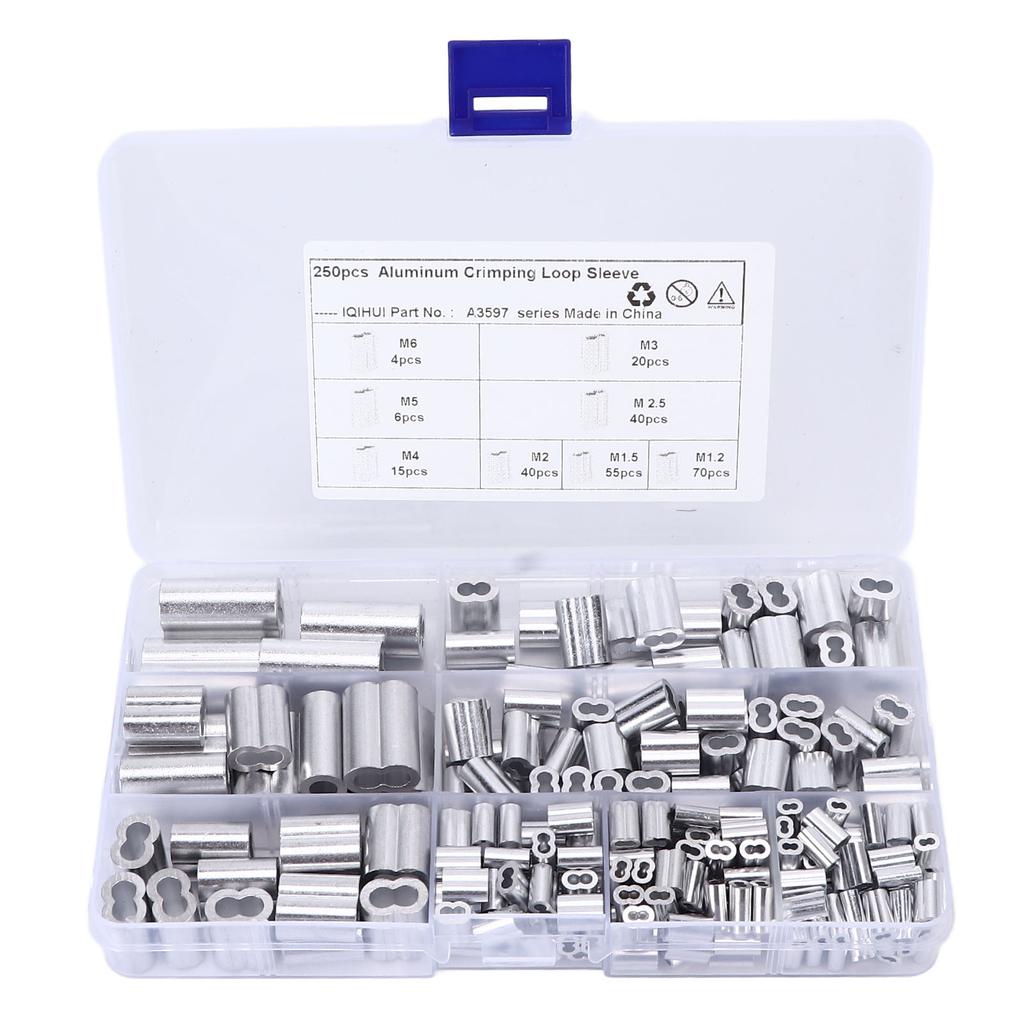 250 шт./набор алюминиевых кабельных наконечников 8 отверстий двухствольные обжимные петли-гильзы для троса для RV