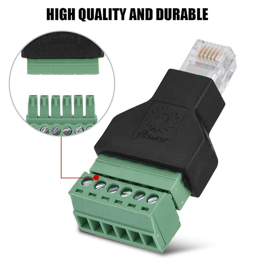 1 шт. Ethernet RJ12 6P6C штекер на 6-контактный разъем адаптера с винтовыми клеммами