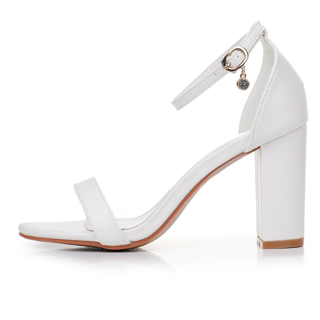 Туфли Crystal Queen Lady, женские, белые, на высоком каблуке 7 см, 9 см, летние, с открытым носком, с пряжкой, квадратные сандалии