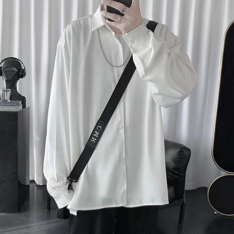Мужская модная рубашка с длинным рукавом в гонконгском стиле