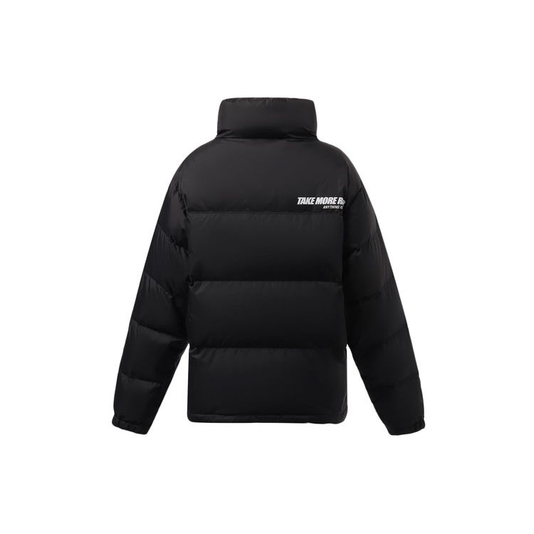 Li Ning Letter Print Color Block Свободная теплая куртка-пуховик унисекс Верхняя одежда черного цвета AYMR304-1