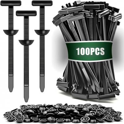 100 шт. Универсальная пряжка-стяжка для кабеля для ремонта бампера и крыла автомобиля - Самоблокирующиеся клипсы-стяжки на молнии Автомобильные крепежи PA6 Нейлон - Быстрое крепление болтающегося бампера