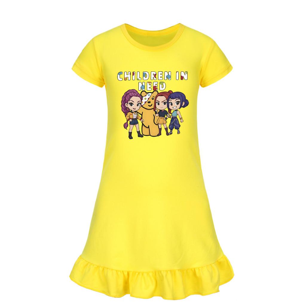 5103 Детское Платье для Девочек Мира Зои Руми с Принтом и Рюшами, с Короткими Рукавами, Повседневное