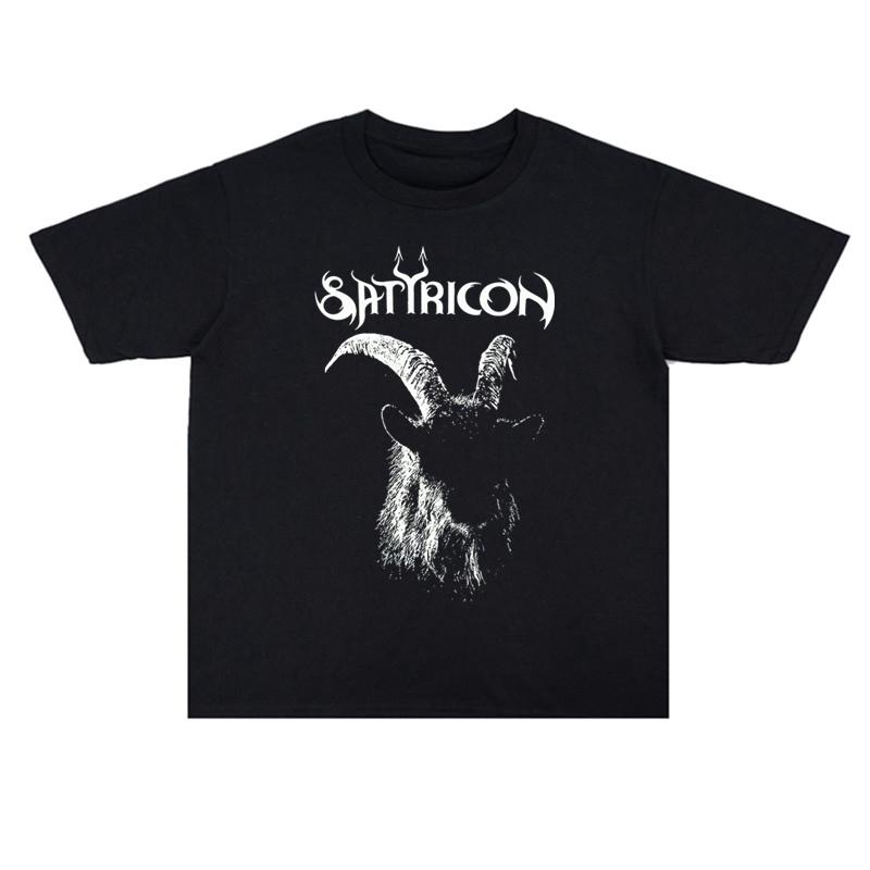 Летняя черная металлическая футболка с принтом Satyricon из хлопка свободного кроя для мужчин и женщин, высококачественная футболка с коротким рукавом - Мужская летняя...
