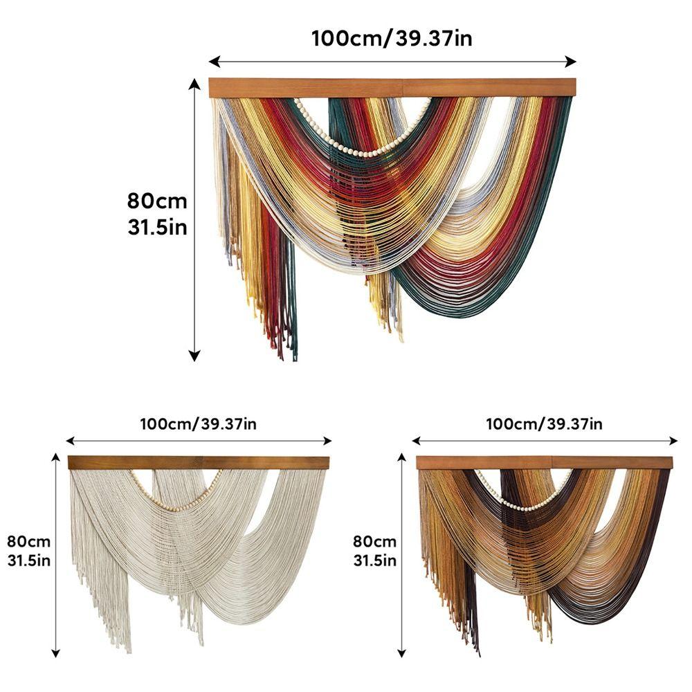 Wall Art Bohemian Wall Decor Wooden Macrame Wall Hanging Handmade Tassel Tapestry Household