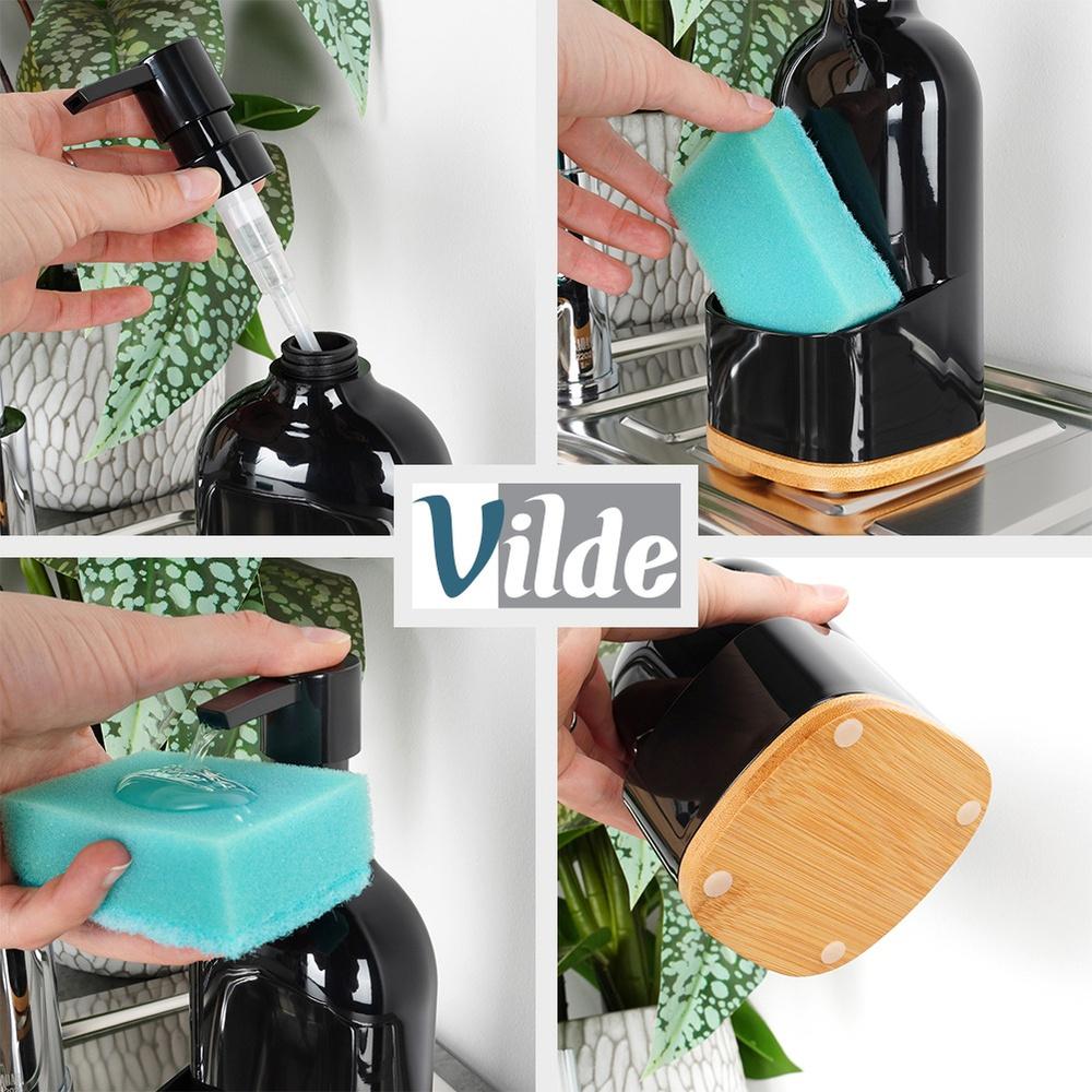 Dishwashing liquid dispenser with sponge container black 500 ml