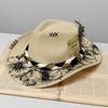 Bohemian Western Style Flower Top Hat Vintage Jazz Hat Unisex Sunshade Sunscreen Fashion Trend Felt Hat