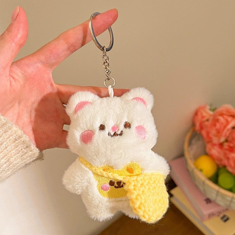 10cm Stuffed Key Ring Mini Plush Cat Doll Pendant Kawaii Plush Keychain  Backpack Decor