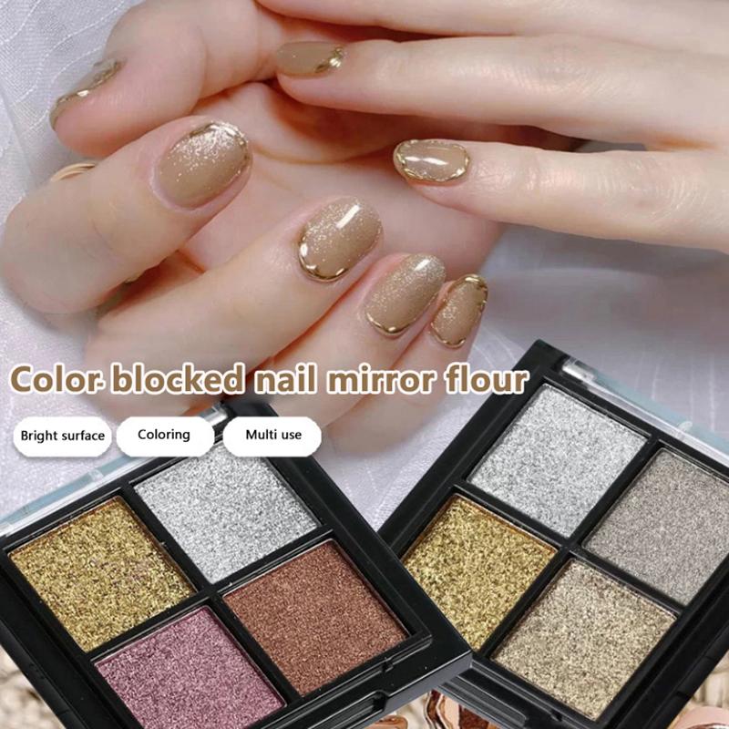 4 цвета Aurora Solid Mirror Shiny Nail Glitter Nails Uv Gel Polish Pigment Nail Art Decorations Accessories