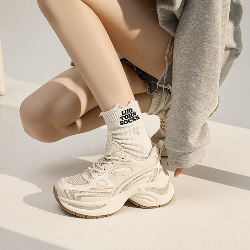 Новая сетчатая дышащая толстая подошва из усиленной кожи, модная легкая повседневная спортивная обувь для женщин, повседневная спортивная обувь, размер 35-40