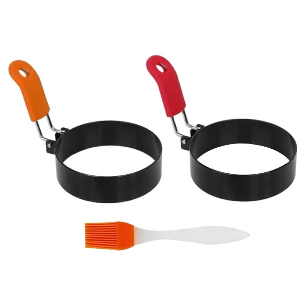 2PC Iron Spray Non-stick Omelette Round Omelet Omelet Ring Pancake Maker With Brush