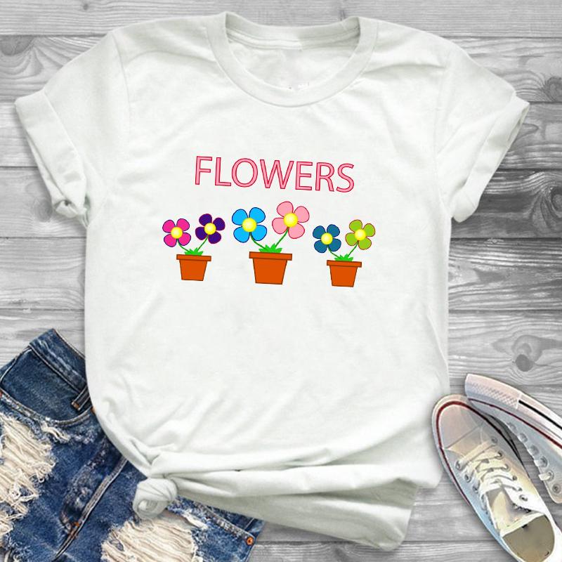 Sunflower Painting Flowers Womens Female Graphic T Shirt Women 90S Harajuku Kawaii Fashion T Shirt Streetwear