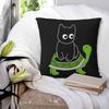 Black Cat Square Pillowcase Pillow Cover Polyester Cushion Zip Decorative Comfort Throw Pillow for Home Living Room