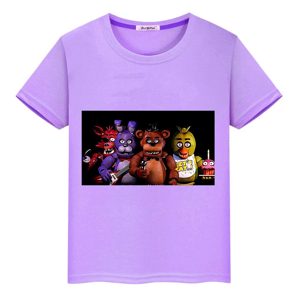 Футболка из 100% хлопка Bear Rabbit Game Kawaii, повседневные футболки с аниме для мальчиков y2k, цельные короткие топы с принтом FNAF, летняя детская одежда для девочек