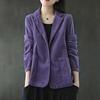 Вельветовый пиджак женский осенний ретро свободный крой однобортный пиджак с лацканами длинный рукав однотонный цвет
