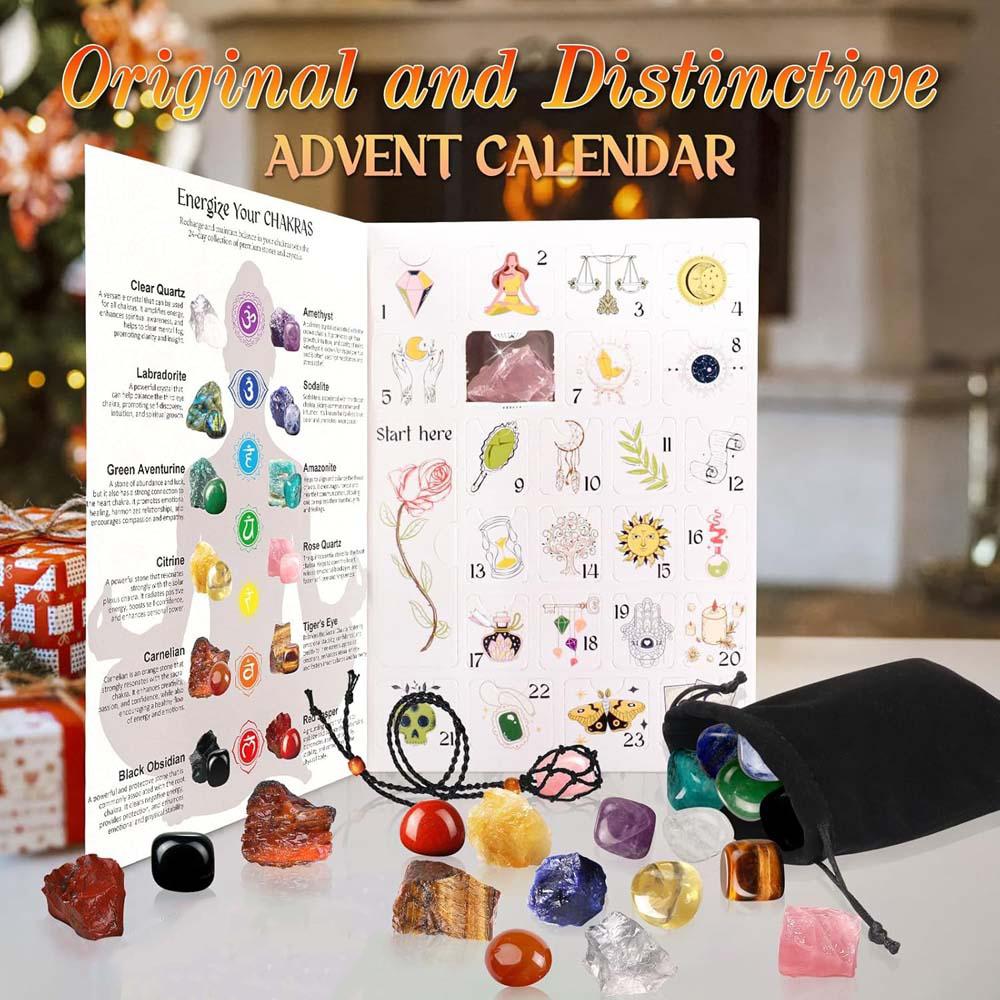 Адвент-календарь 2024 Кристаллы Женщины 24 дня Чакры Кристаллы и целебные камни,Рождественский календарь обратного отсчета Натуральные камни Кристаллы Исцеляющее путешествие
