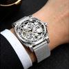 Men Mechanical Watch Silver Mesh Belt Retro Luminous Classic Business Fashion Elegant Man Mechanical Wrist Watches
