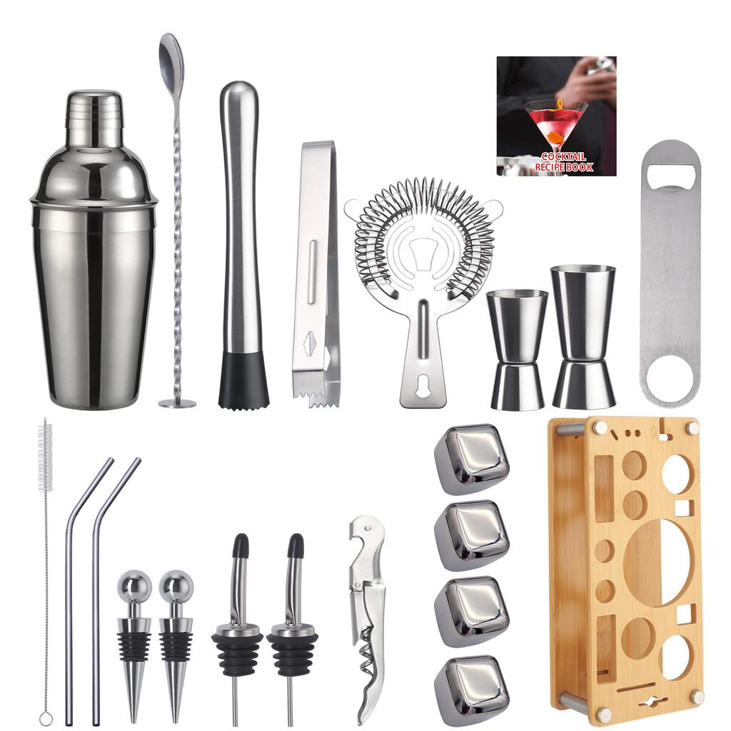 Набор шейкеров с бамбуковой подставкой Шейкер для коктейлей Барный инструмент Шейкер Соломинка Снежный стакан