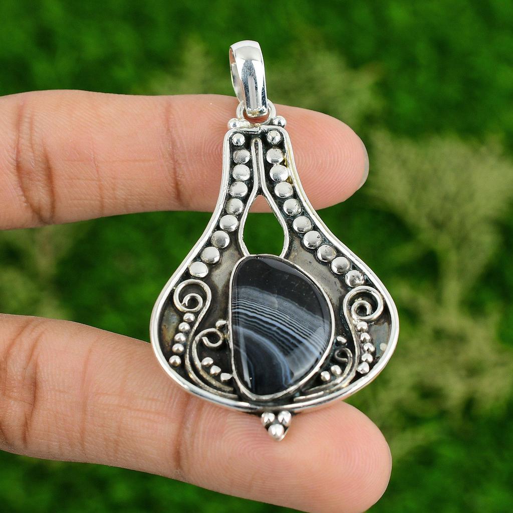 Daughters Day Sale 925 Sterling Silver Sardonyx Gemstone Wedding Pendant Jewelry