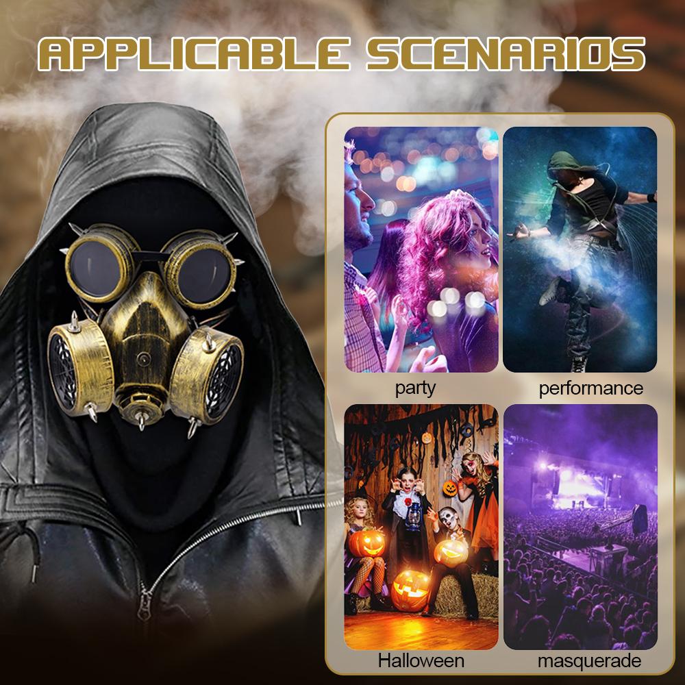 Очки Пасхальная Маска Хэллоуин Стимпанк Мода Ретро Заклепки Газ Косплей Реквизит Карнавальная Вечеринка Респиратор Готические Маски Анти-Туман