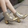 Women's High-heeled Ankle Boots New Fall/winter Chunky Plus Size Sequined Roman Ankle Boots