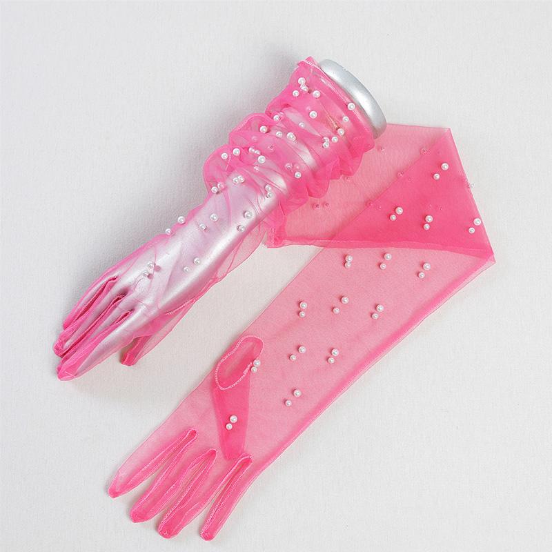 Винтажные прозрачные свадебные перчатки с жемчугом, длинные варежки до локтя, сетчатые нарукавники, женские вечерние аксессуары для свадебного платья, реквизит для фотосессии